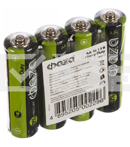 Элементы питания солевые R 6 (AA) ФАZА Heavy Duty, 4шт.