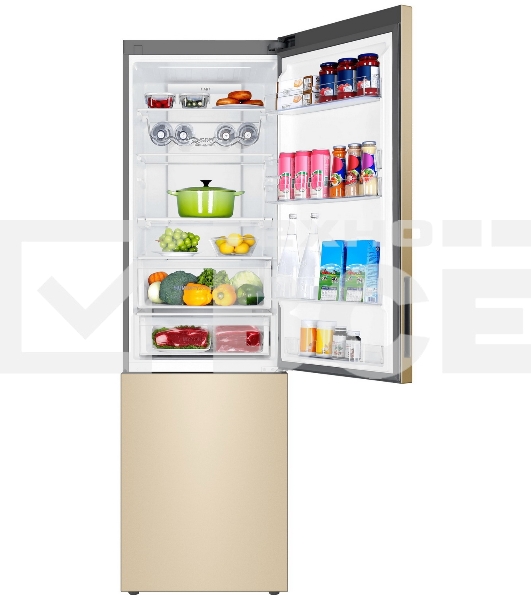 Холодильник Haier C4F640CGGU1 золотистый двухкамерный 285/115л морозилка снизу, No Frost