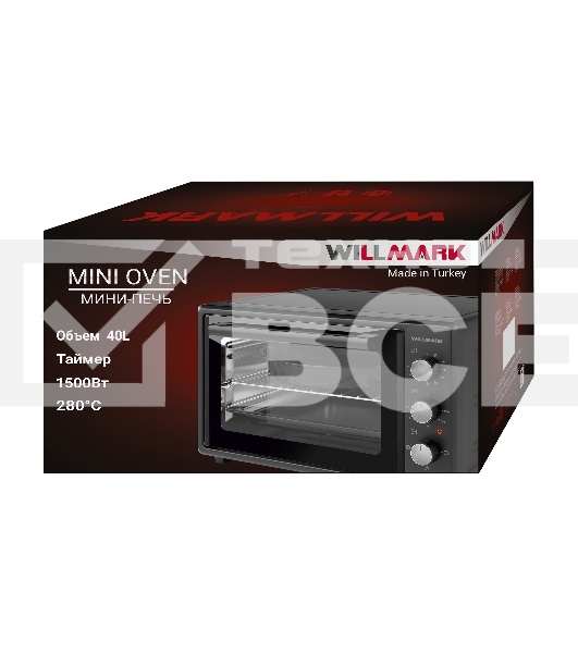 Мини-печь Willmark WOF-405BL (40л,эмал.внутр.поверх,лампа,таймер, черн., 1400Вт)