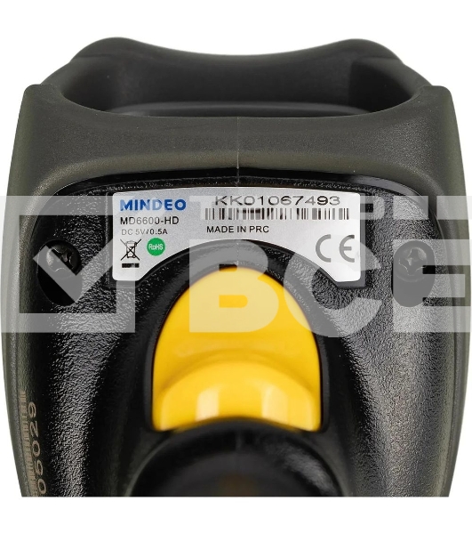 Сканер штрих-кода ручной Mindeo MD6600-HD 1D/2D имидж, проводной, RS-232/USB, чёрный