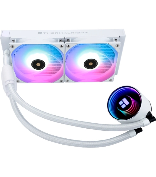 Водяное охлаждение для процессора Thermalright Frozen Notte 240 White ARGB V2 белый (240мм, ARGB/ Fans: 2x120мм, 72.37CFM, 27.7dBA, 2000RPM/ Pump height 54мм, 28dBA, 5300RPM, Rad thickness 27мм/ S: 1200, 1700, 1851, 2011, 2066, 115X, AM2, AM2+, AM3, AM3+, AM4, AM5, FM1, FM2, FM2+)