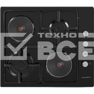 Комбинированная варочная панель Maunfeld EEHE.64.5EB/KG, 4 конфорки, эмалированная сталь, черный