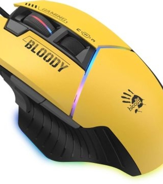 Мышь проводная A4Tech Bloody W95 Max Sports желтый/серый, 12000 dpi, USB, кнопки - 10