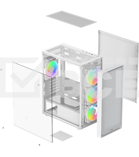 Корпус Ocypus Gamma C50 WH ARGB, Mini-Tower, белый, 4 x 120 мм