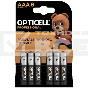 Элемент питания алкалиновый AAA/LR03 (блист. 6шт) Professional Opticell 5052004