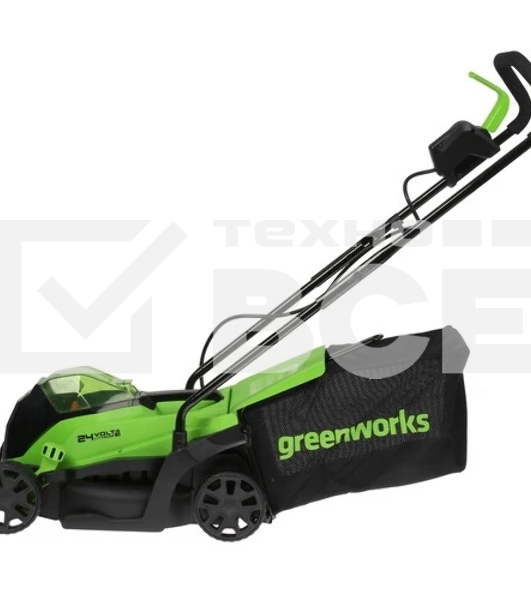 Газонокосилка аккумуляторная GreenWorks GD24LM33k2, 24v, 33 см, 1хАКБ 2Ач и ЗУ (2516107UA)