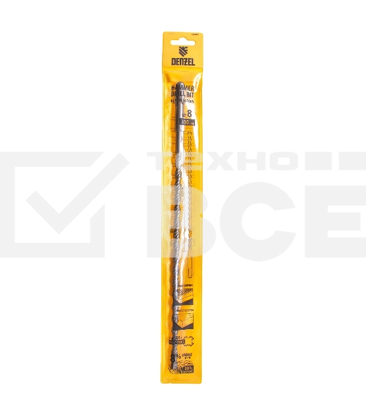 Бур по бетону Denzel двойная спираль, Cobalt W-tip, 8x310 мм, SDS PLUS