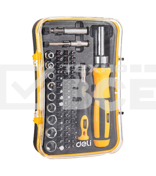 Набор прецизионных отвертокDeli DL3565 65 предметов Материал бит Cr-v. Пластиковый кейс.