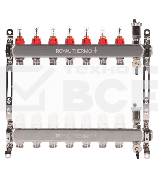 Коллектор Royal Thermo нерж. в сборе с расходомерами 1