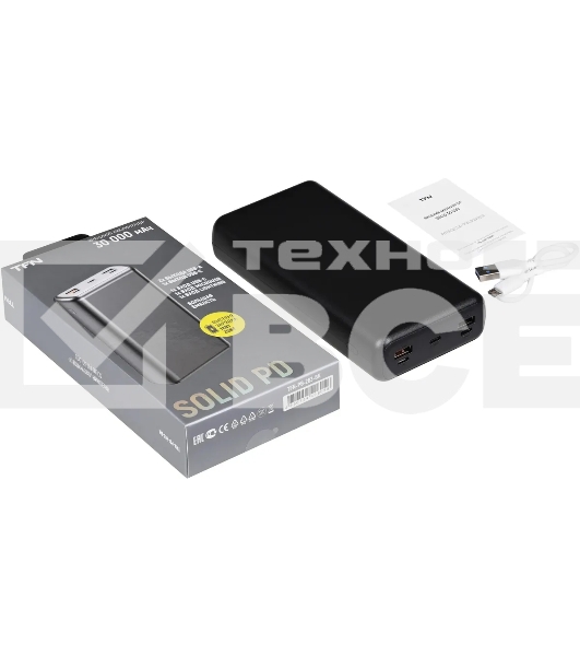 Портативный аккумулятор TFN Solid PB-283 30000mAh QC/PD 20W 3A 3xUSB-A/USB-C черный (TFN-PB-283-BK)