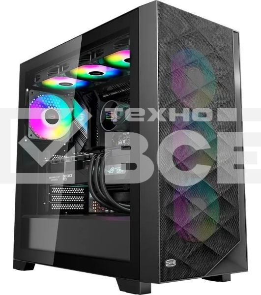 Компьютерный корпус  PCCooler C3D510 BK ARGB, Tempered Glass Full Tower, Black, TG, 0.7 SPCC, 3x120mm ARGB E-ATX, ATX, mATX, mITX 170/390/410mm 2x2.5