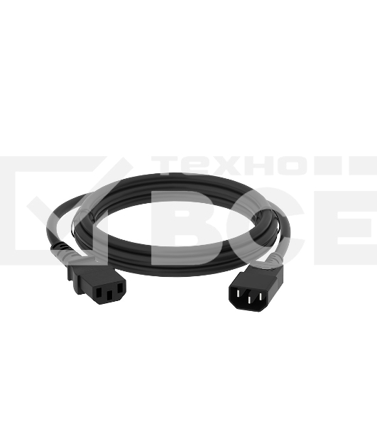 Кабель питания удлинитель GCR PROF С13 - С14, 3*1,0 мм, 5.0m, черный