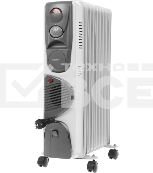 Масляный обогреватель Centek CT-6203-9 (9 секций) белый, 2400 Вт, 20 м2, 3 режима, термостат