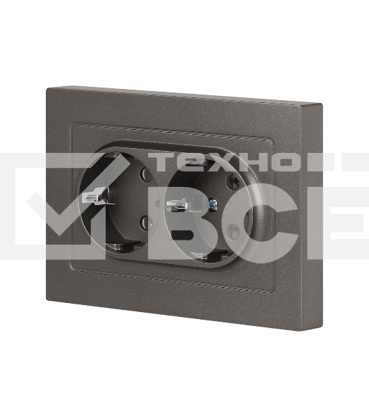Розетка Intro Accent 6-205-09 двойн. 2X2P+E Schuko 16А-250В IP20 СУ AL/CU титан Б0063500