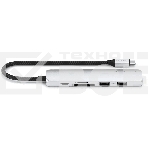 USB-концентратор Satechi 6-in-1 USB-C Slim Multiport Adapter (Type-C, HDMI, 2x Type-A, SD, microSD), до 75 Вт, Серебристый Док-станция ST-P6SS, фото2