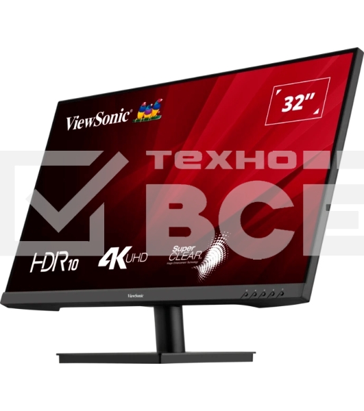 Монитор 32' ViewSonic VA3208-4K-HD VA 3840x2160, 60 Гц, 4 мс, 16:9, 300 кд/м², 2×HDMI 2.0, DP 1.4, 3.5 Jack, HDR10, черный