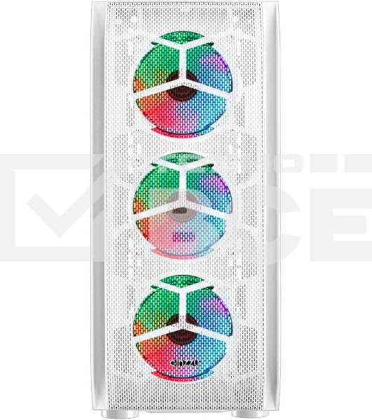 Компьютерный корпус Ginzzu GL 390 боковая дверца закаленное стекло на петлях на магнитах, controller CRC10, 4* 12R6W FAN 12CM RGb белый