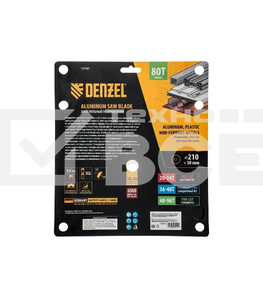 Пильный диск по алюминию Denzel ф210 х 30 мм, 80 зубьев 733787