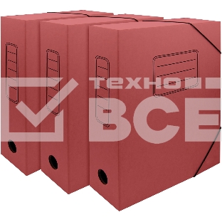 Папка архивная на резинке Silwerhof 1914778 микрогофрокартон корешок 75мм, красный (упаковка: 3шт)