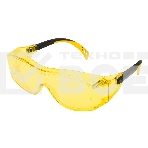 Очки защитные открытые Denzel поликарбонатные, увеличенная желтая линза, регулируемые дужки, фото 1