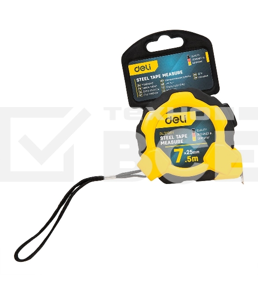 Измерительный и разметочный инструмент Deli Рулетка Deli DL3798 7,5мx25мм, Автостоп, ударопрочный корпус, метрическая
