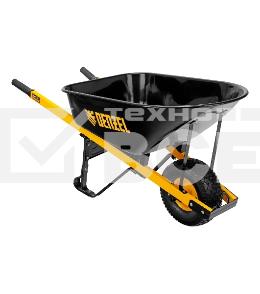 Тачка строительная Denzel усиленная, объем 140 л, 230 кг, колесо 15х6.00-6