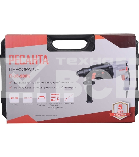 Перфоратор Ресанта П-30-900К SDS-plus уд.:4.3Дж 900Вт (кейс в комплекте)