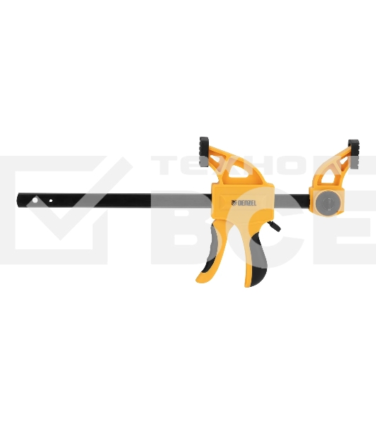 Струбцина Denzel F-образная,быстрозаж., 8'x 2 3/4', 200х70мм, пласт.корпус,фиксатор,двухк. рук-ка