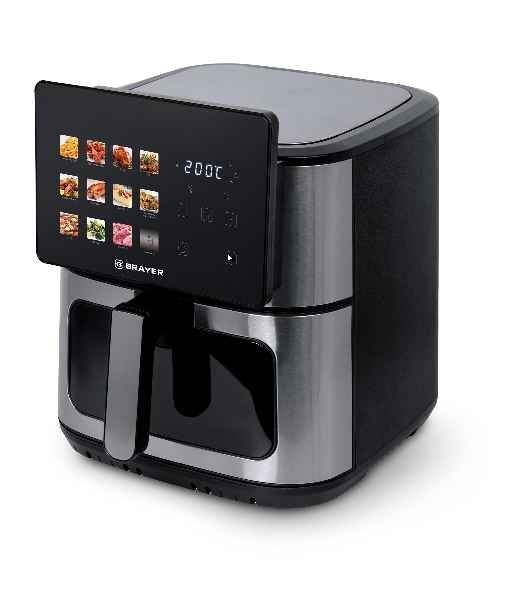 Аэрогриль BRAYER BR2059 черный/серебристый, 2000 Вт, 8 л, сенсор, 12 программ