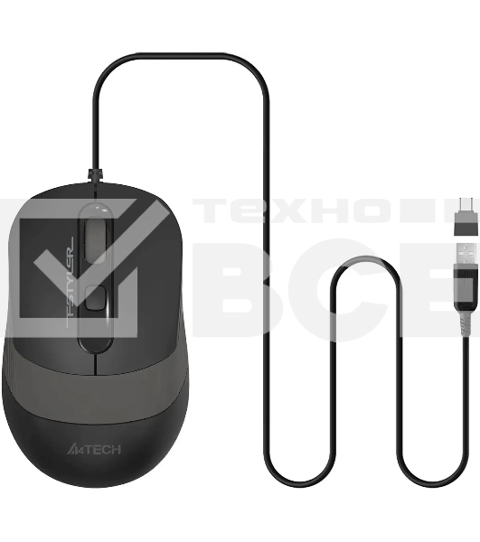 Мышь проводная A4Tech Fstyler FM10ST серый, 1600 dpi, USB, кнопки - 4