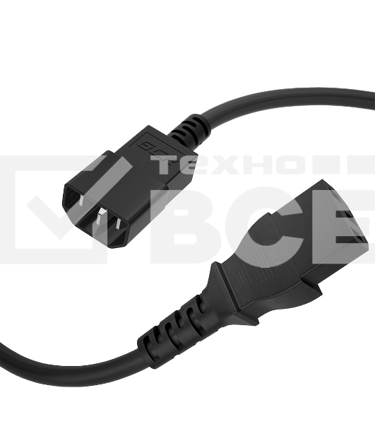 Кабель питания удлинитель GCR PROF С13 - С14, 3*1,0 мм, 5.0m, черный