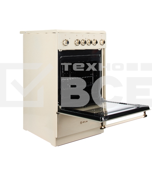Плита электрическая De Luxe 506004.23ЭС-123 топленое молоко, конфорок 4 шт, духовка 54 л, 50 см x 87 см x 60 см