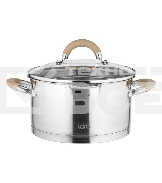 Набор посуды LARA LR02-119 БЕРЛИН 6 пр. 1.7+3.1+5.5 л, 16 см, 20 см, 24 см капсулированное индукционное дно, крышка дуршлаг