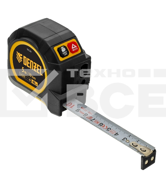 Лазерный дальномер с рулеткой Denzel LT-40, 5м x 19 мм, дальномер 40м, автомат. фиксация