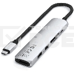 USB-концентратор Satechi 6-in-1 USB-C Slim Multiport Adapter (Type-C, HDMI, 2x Type-A, SD, microSD), до 75 Вт, Серебристый Док-станция ST-P6SS, фото3