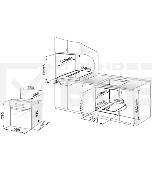 Встраиваеммый газовый духовой шкаф Gefest ДГЭ 621-01 В1, 52л, дверца с 2 стеклами, кремовый
