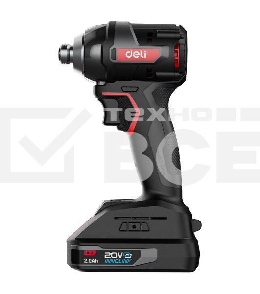 Винтоверт ударный аккумуляторный Deli DE-QZ20-1D2 (2АКБ*2А·ч + ЗУ, 20V, 200Нм, 0-3600об/мин, 0-3600уд/мин, сумка)