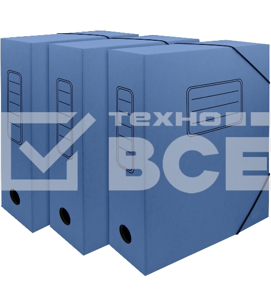 Папка архивная на резинке Silwerhof 1914780 микрогофрокартон корешок 75мм, синий (упаковка: 3шт)