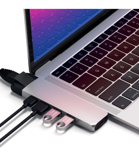 USB-концентратор Satechi ST-TCPHES, USB Type-C, USB 3.0/RJ-45/USB Type-C/HDMI/microSD, USB