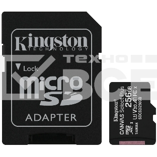 Флеш карта microSDHC 256GB microSDXC Class10 Kingston <SDCS2/256GB> UHS-I Canvas Select up to 100MB/s с адапт.