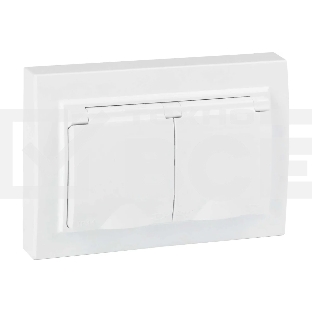 Розетка EKF ERR16-129-200-44 Минск 2-м СП 16А IP44 с заземлением, с защитными шторками, с крышкой, белая