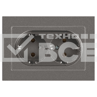 Розетка Intro Accent 6-205-09 двойн. 2X2P+E Schuko 16А-250В IP20 СУ AL/CU титан Б0063500