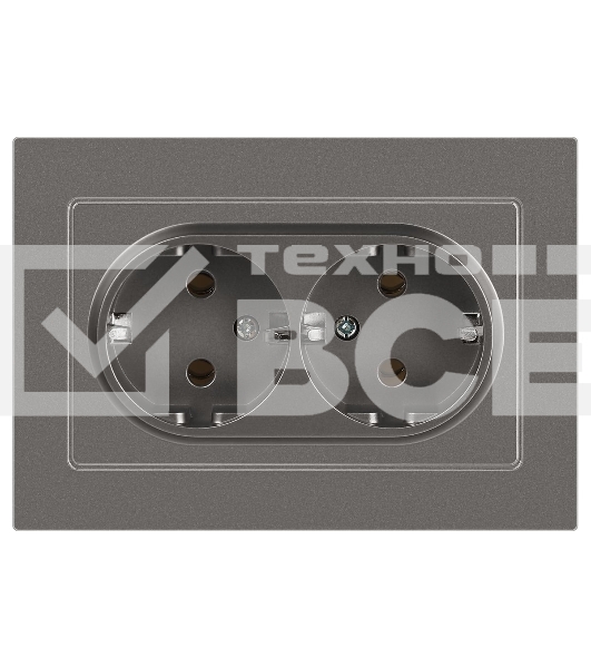 Розетка Intro Accent 6-205-09 двойн. 2X2P+E Schuko 16А-250В IP20 СУ AL/CU титан Б0063500