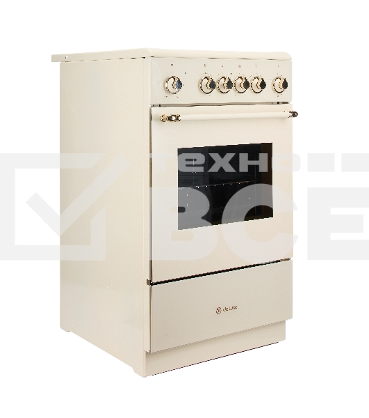 Плита электрическая De Luxe 506004.23ЭС-123 топленое молоко, конфорок 4 шт, духовка 54 л, 50 см x 87 см x 60 см