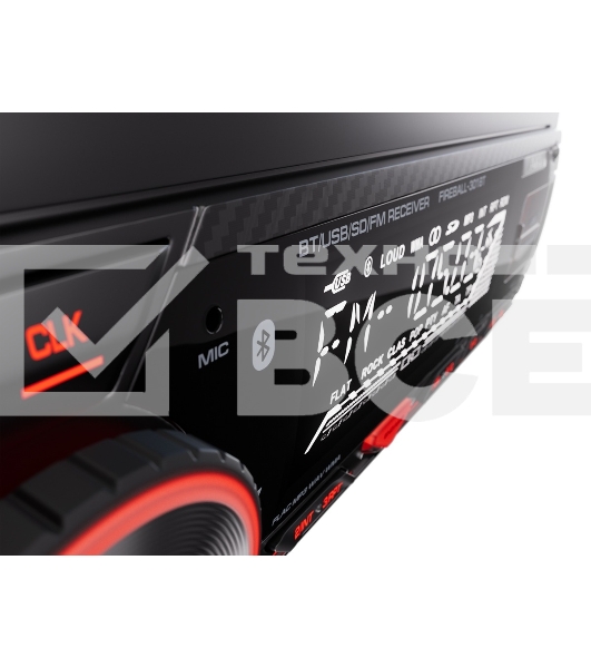 Автомагнитола AURA FIREBALL-301BT, 1 DIN, Bluetooth, USB Type-A, AUX