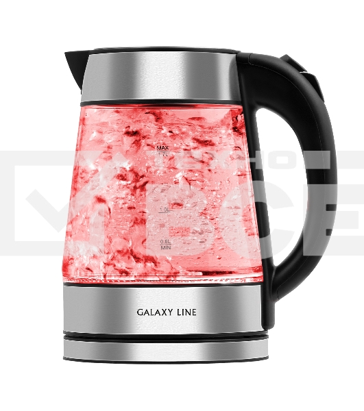 Чайник электрический Galaxy Line GL 0561, стекло, 2200 Вт, 1,7 л, многоцветная LED-подсветка, съемный фильтр, корпус из термостойкого стекла