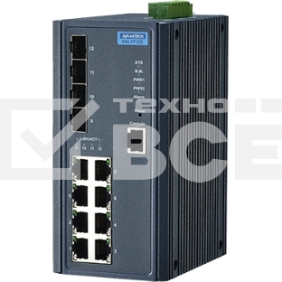Управляемый коммутатор EKI-7712E-4F-AE Advantech Ethernet, 8 портов RJ-45, 4 порта Gigabit SFP, металлический корпус, IP30