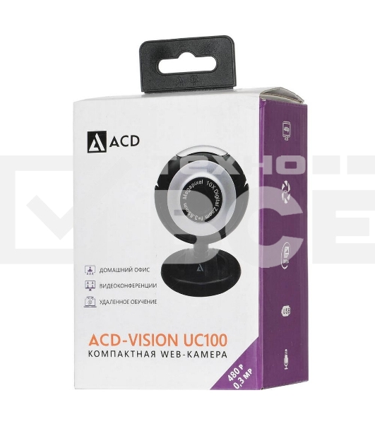 WEB Камера ACD-Vision UC100 CMOS 0.3МПикс, 640x480p, 30к/с, микрофон встр., USB 2.0, универс. крепление, черный корп. RTL {60}