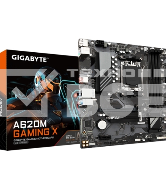 Материнская плата Gigabyte A620M GAMING X, Micro-ATX, AM5, AMD A620, 4xDDR5, 4xSATA, 1xM.2, 1xPCI-E 4.0 x16, 1xPCI-E x1, 1xHDMI, 1xDP, 1x 1Gb LAN, 1xUSB 3.2 Gen 2, 2xUSB 2.0, 2xUSB 3.2 Gen 1, 3x3.5mm, 7.1, ATX