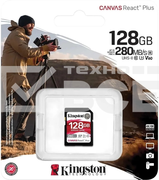 Флеш карта SDXC Kingston SDR2V6/128GB Canvas React Plus w/o adapter 128GB
